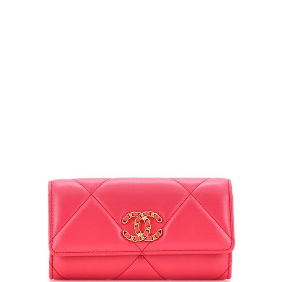 Chanel Handbags - Chanel 19 Flap Wallet Quilted Lambskin Small Pink